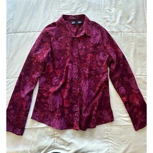 Dark Pink Floral Semi-Sheer Shirt - Feminine and Stylish Delight